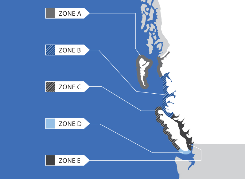 Map of the tsunami notification zones