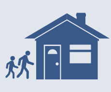 Graphic of people walking in to their home