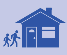 Graphic of people walking in to their home