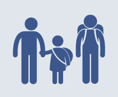 graphic of family ready to evacuate due to wildfire