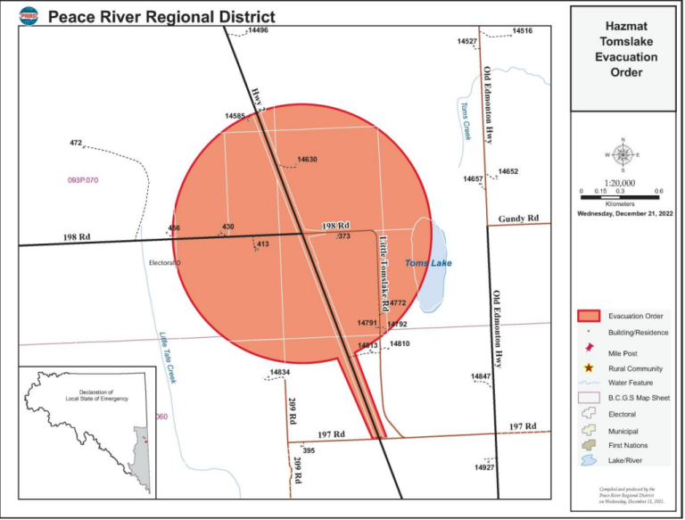 Evacuation Order Rescinded Tomslake area due to Hazardous Materials