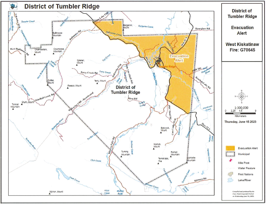 Tumbler Ridge Evacuation Order RESCIND Map 