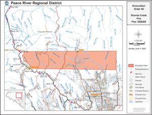 Evacuation Order Map for the Donnie Creek Wildfire